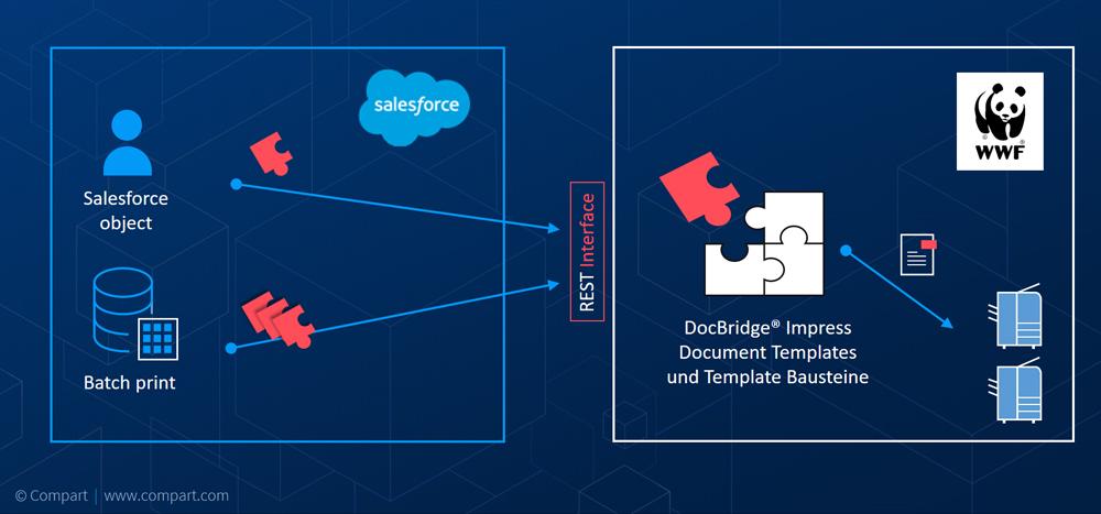 DocBridge® Connect est la passerelle centrale vers Salesforce - Accès aux composants de DocBridge® Impress